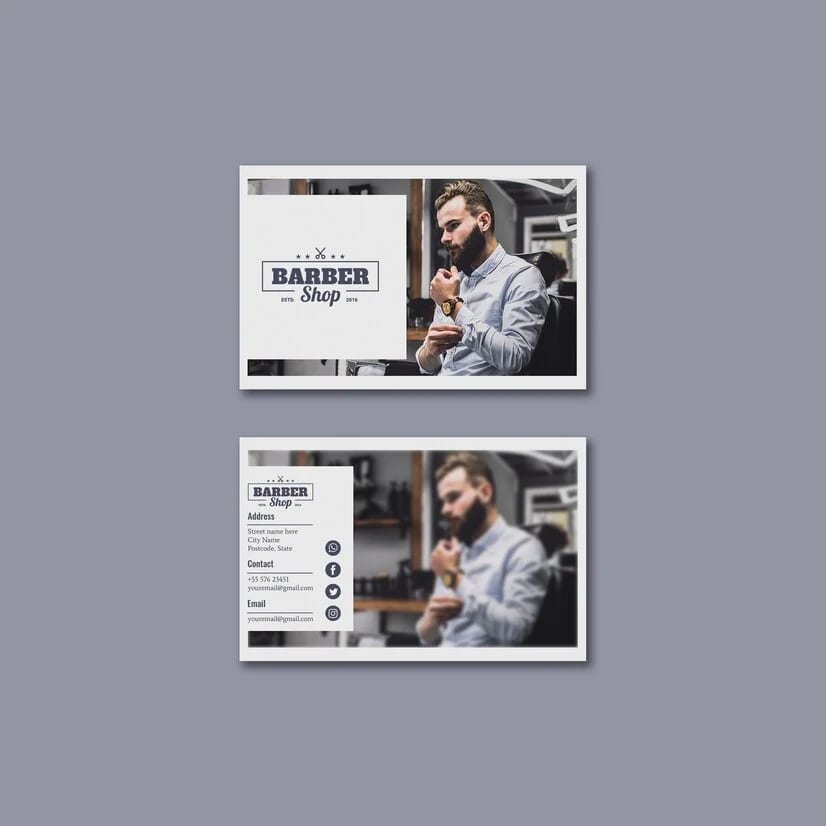 4 Retro Barber Shop PSD Business Card Templates