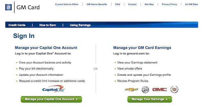 gm card login